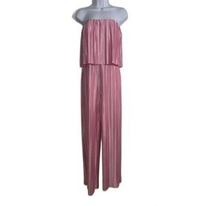Amanda Uprichard 'Collina' Pink Sateen Plisse Jumpsuit Women Size S